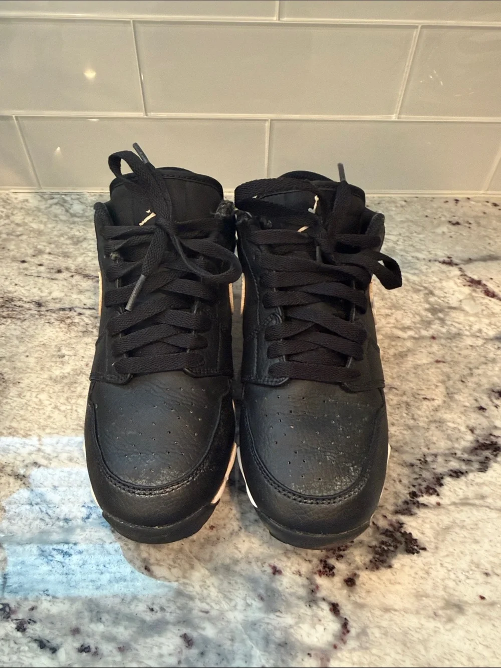 Nike Kids Black and Cream Swoosh Baseball Cleats